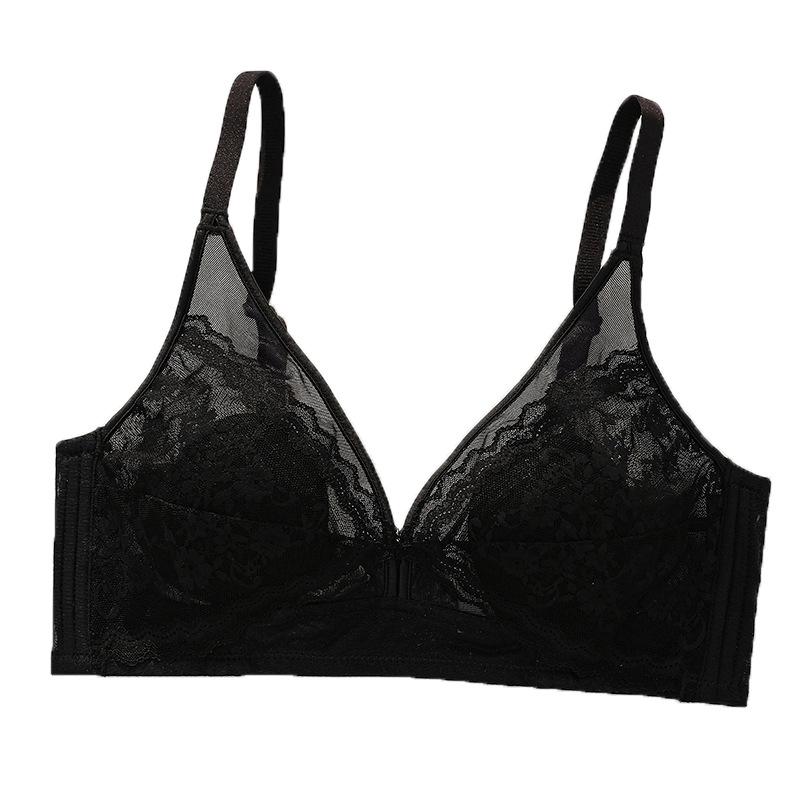 Female Thin Small Chest Bra Upper Support Gathering No Steel Ring Bra No Sponge Ultra-thin Bra Big Chest Small Chest