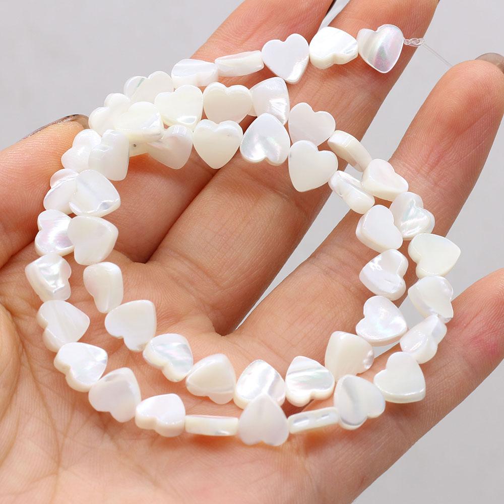 1Strand Natural Freshwater Shell Beads White Heart-Shaped Isolation Beads For Jewelry Making DIY Necklace Earrings Bracelet Beads Accessories