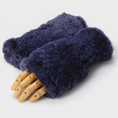 MISTICA Rabbit Hair Fur Finger Less Gloves MFFG001NV