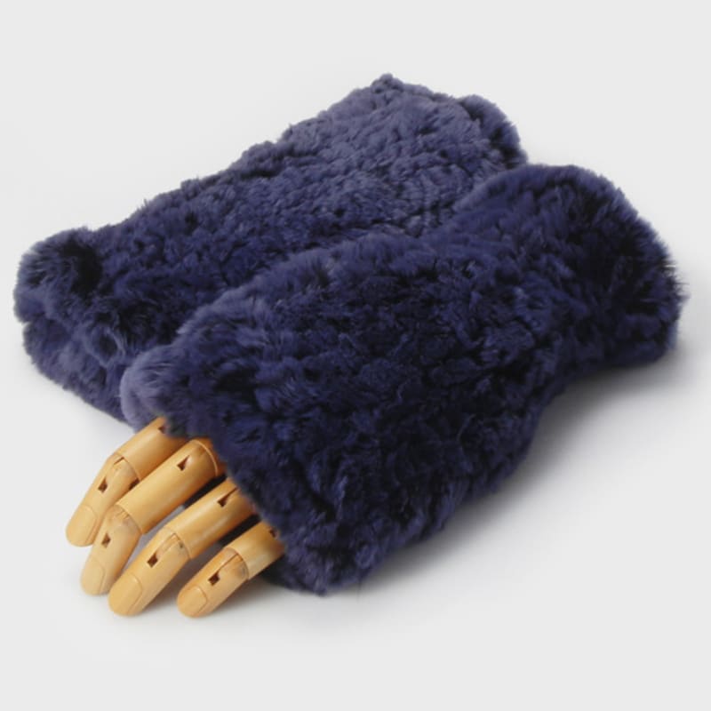 

MISTICA Rabbit hair Fur Finger Less Gloves MFFG001NV single type