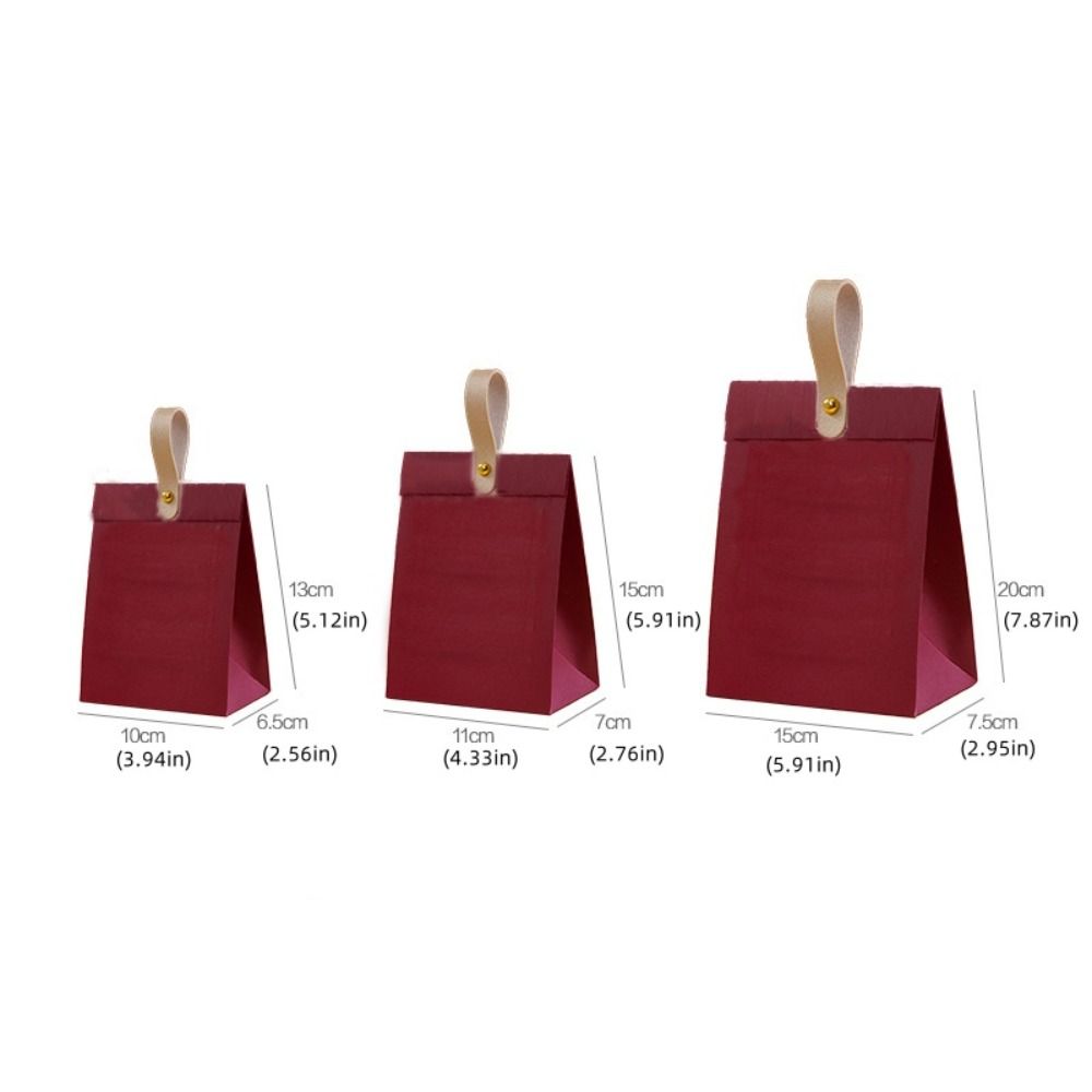 10Pcs Paper Christmas Gifts Bag Red Christmas Candy Gift Box Simple Gifts Wrap Handbag  Children