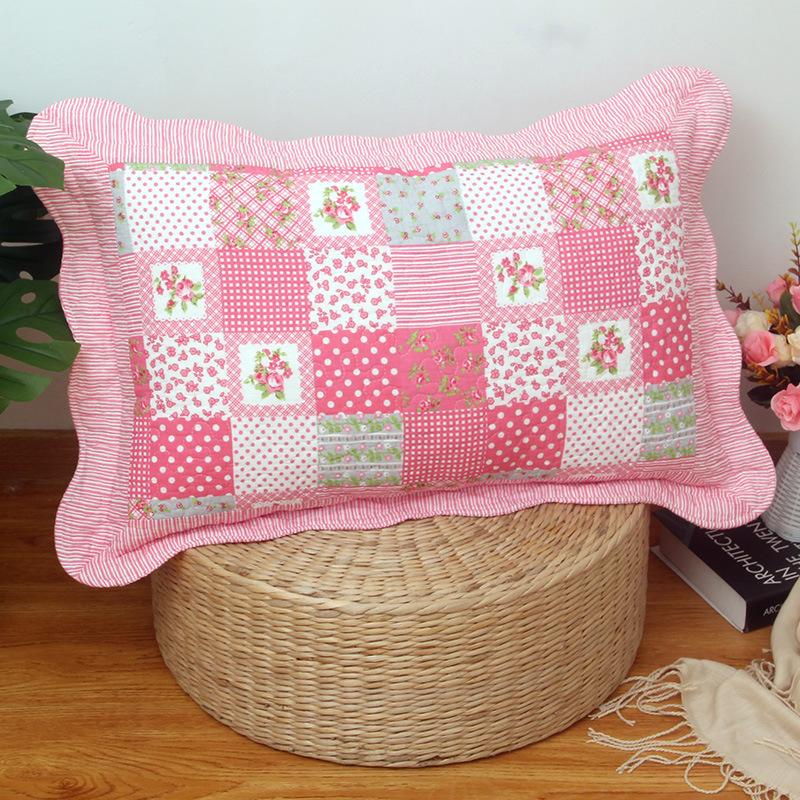 Soft and Comfortable Pillowcase Skin Friendly Breathable Fashionable Rustic Style Quilted Fabric Pillowcase Bedroom Decoration