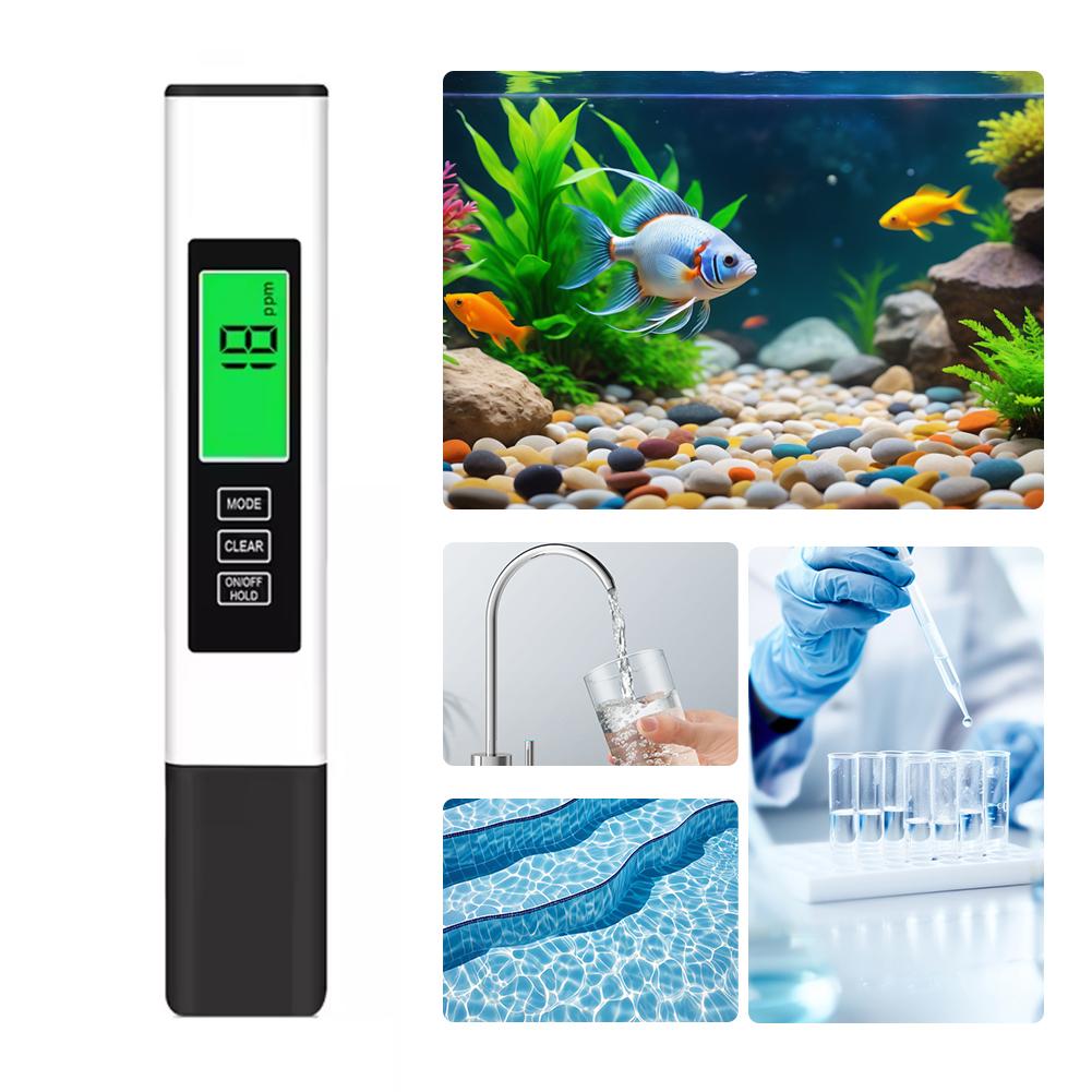 4 in 1 PH-Meter TDS EC-Meter Mit Hintergrundbeleuchtung Digitaler Wasserqualitätsmonitor Tester für Aquarium Schwimmbad 0-9990PPM Hohe Präzi