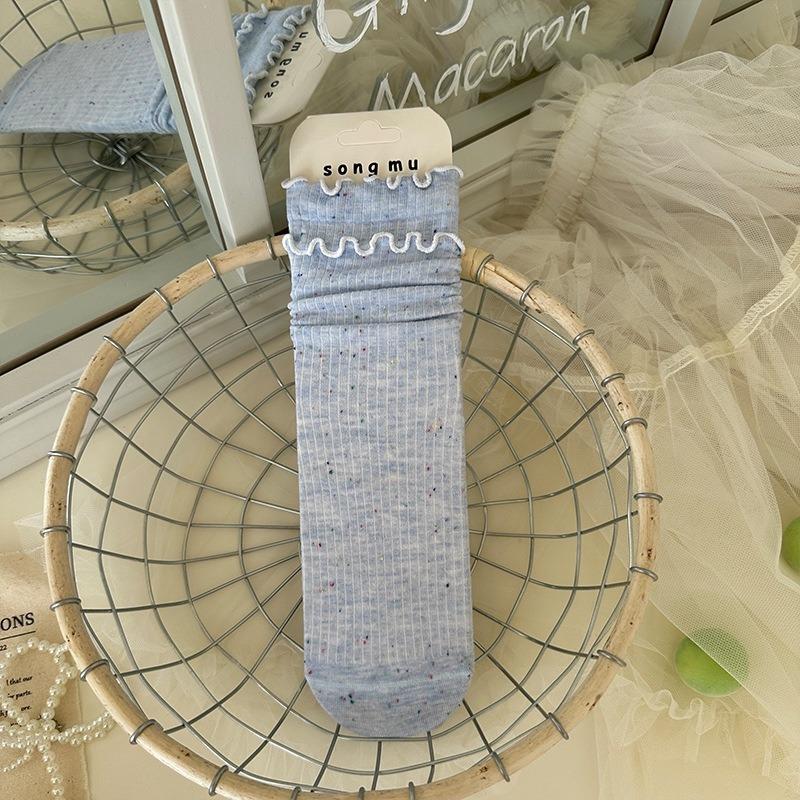 

Женские весенне-летние новые милые носки-гольфы с деревянным краем и бесшовным носком 1 pair синий