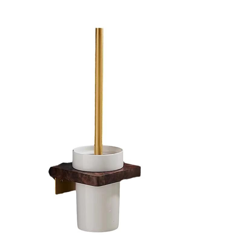 Yipan Black Walnut Style Double-Layer Bathroom Corner Shelf