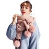 Women Knitted Scarf With Cute Plush Ball Fashion Solid Color Neck Warmer Winter Thickening Warm Shawl Scarf