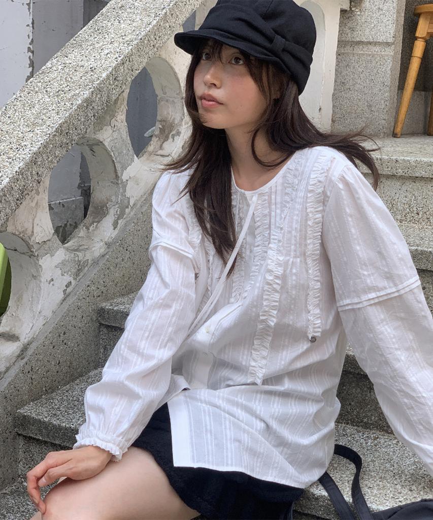 RONRON Lace Ruffle Blouse Ivory