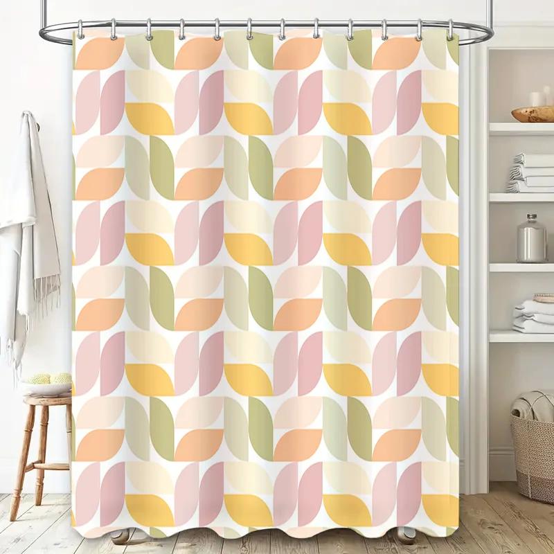 Modern Abstract Leaves Shower Curtain Waterproof Bathroom Decor
