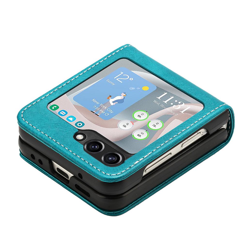 For Samsung Galaxy Z Flip7 FE 5G/Z Flip6 5G/Z Flip5 5G Case PU Leather Hard PC Phone Cover Calf Texture