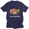 Ich esse Zement Absurdes Katzen Meme T-Shirt Unisex Kurzarm T-Shirts Streetwear Lässiges Grafik-T-Shirt Reine Baumwolle Slim Fit Kleidung