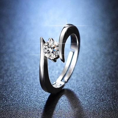Moissanite Wheel of Fortune Engagement Ring, 50 Points, Korean Style, Trendy for Her
