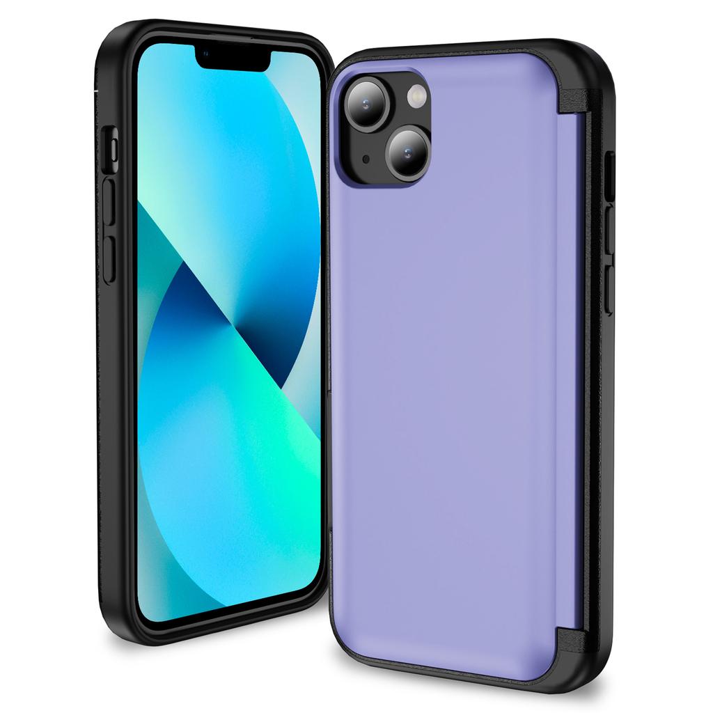 For iPhone 13/14 Kickstand Phone Case Slim-Fit TPU+PC Phone Cover with Card Holder