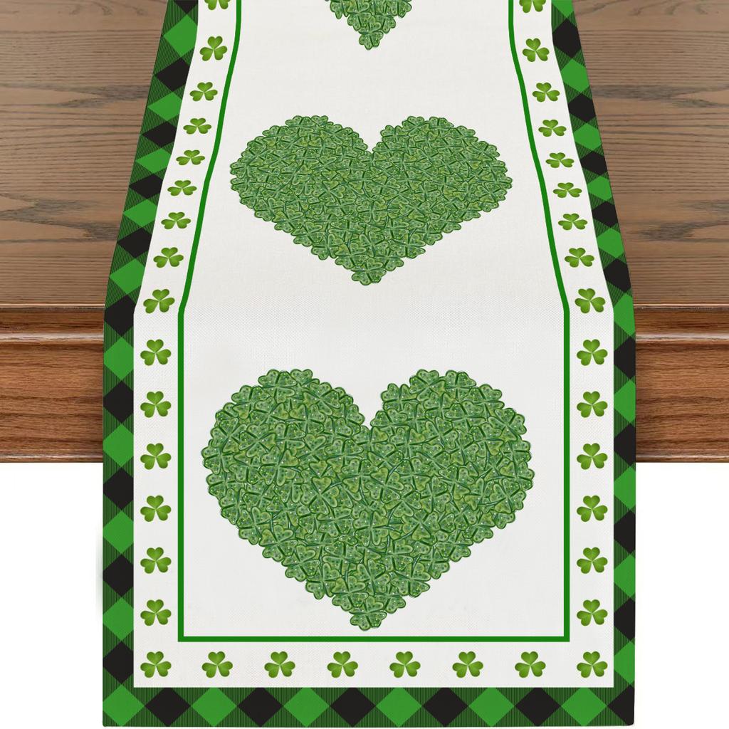 St. Flaga Stołowa Dzień Świętego Patryka Dekoracja z Koniczyną Szczęścia Długi Obrus Dekoracja Atmosfery Restauracji Podkładka Stołowa
