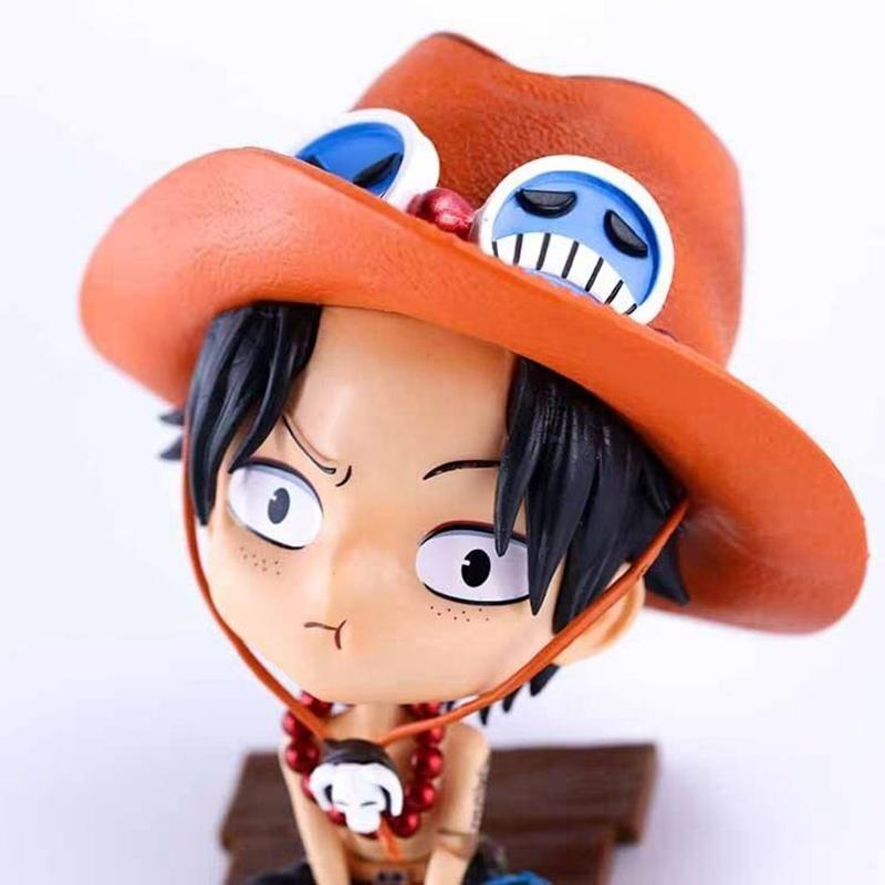 15CM Anime One Piece Sitting Portgas D Ace Cute Q Version Model Toy Gift Collection Action Figure Desktop Car Ornament PVC