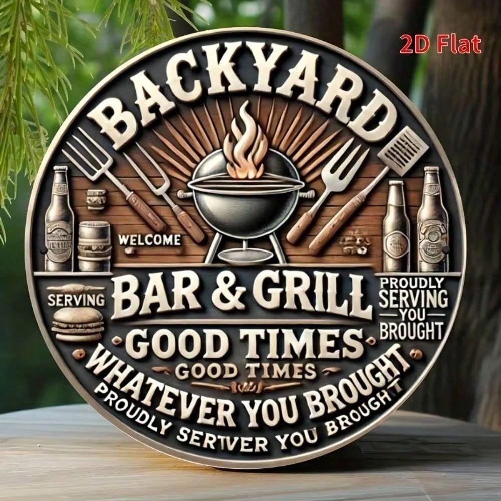 Round Metal Vintage Beer Bar Sign Wall Decor Patio Gift