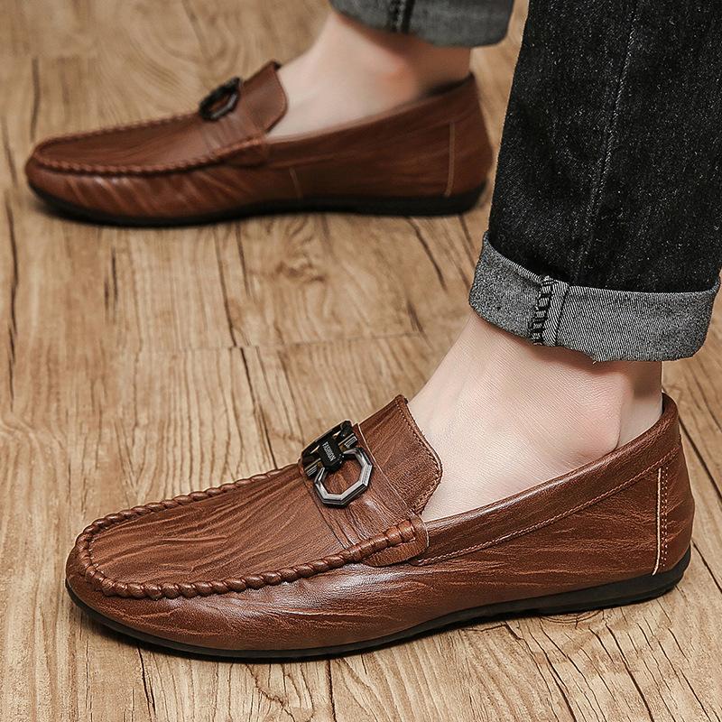 Doudou Shoes Men's New Summer Breathable Trend Leather Shoes Versatile Casual Versatile Lazy Men's Shoes