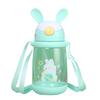 Kids Children School Drinking Water Straw Bottle Cartoon Bunny Straw Baby Cup with Shoulder Strap Water Bottle