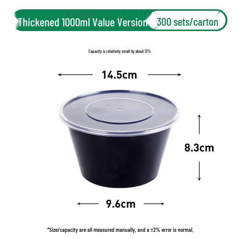 Black Round Disposable Food Containers: Thickened Soup and Fast Food Bowls