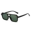 Popular Fashion Leopard Women'S Sunglasses Retro Double Bridges Square Sunglass Female Big Frame Ocean Gradient Eyewear