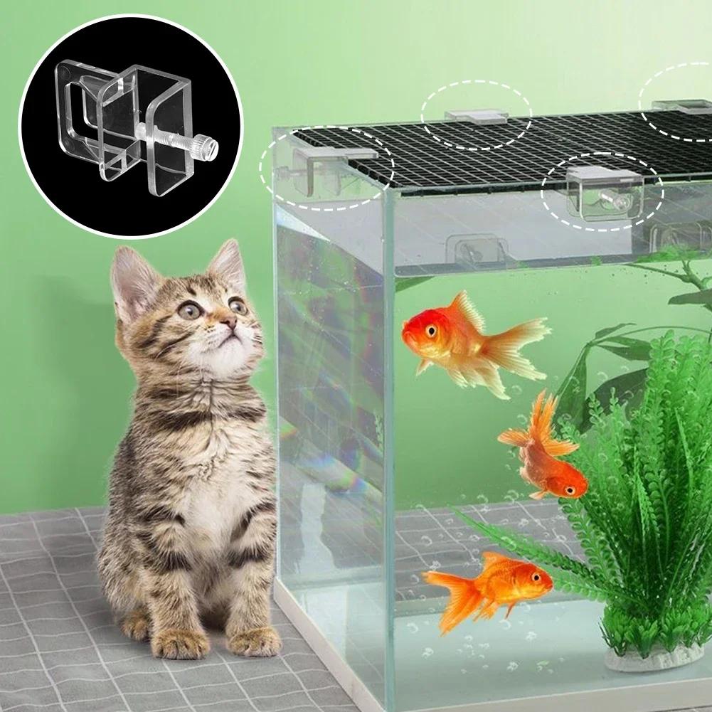 Acrylic Support Tray Transparent Aquarium Cover Bracket Top Holder Anti Jump For Fish Tank Lid Aquarium Accessories