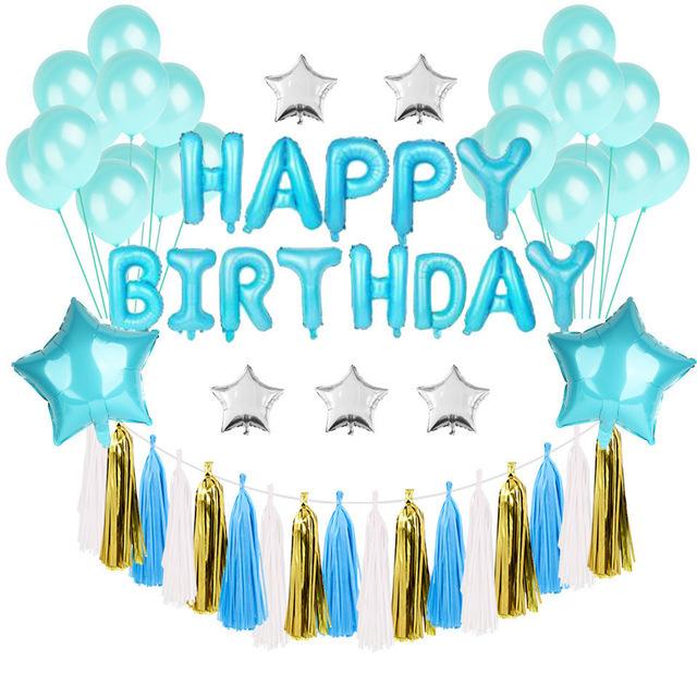 Birthday Tassel Package Party Aluminum Film Balloon Set Birthday Pentagram Aluminum Film Balloon Bundle Arrangement Tassel Decoration