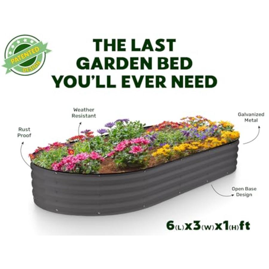 Galvanized Raised Garden Beds Outdoor 6×3×1 ft 2-Pack Planter for Gardening Vegetables Flowers Large Metal Garden Box Patented