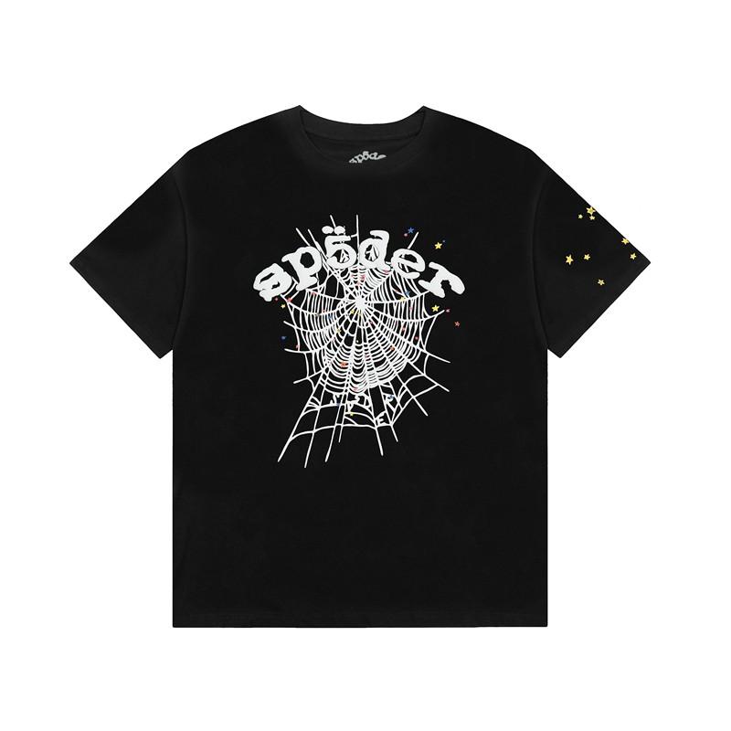 Spider Web Print Loose Fit Unisex Streetwear Short Sleeve T-Shirt Casual Cotton Tee Teens