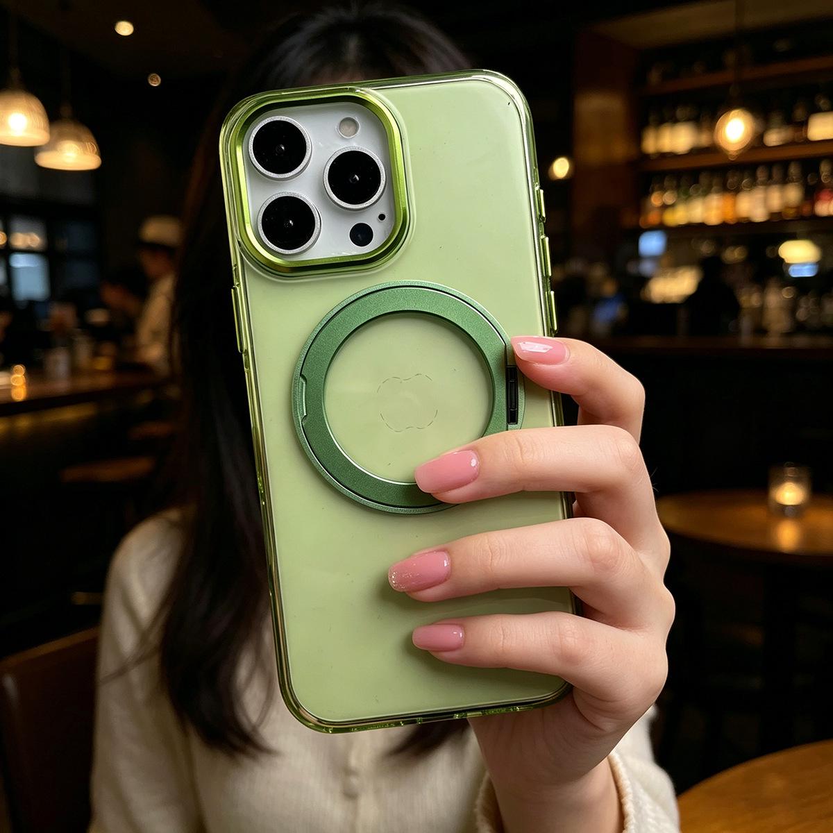 

iPhone 15 Pro Max Case: Magnetic Rotating Stand with HD Transparency 15 Plus