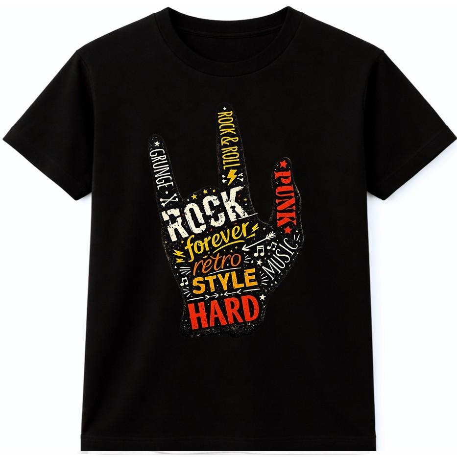 Rock Punk Music T Shirt Grunge Hand Sign Retro Guitar Graphic Tee S разноцветный