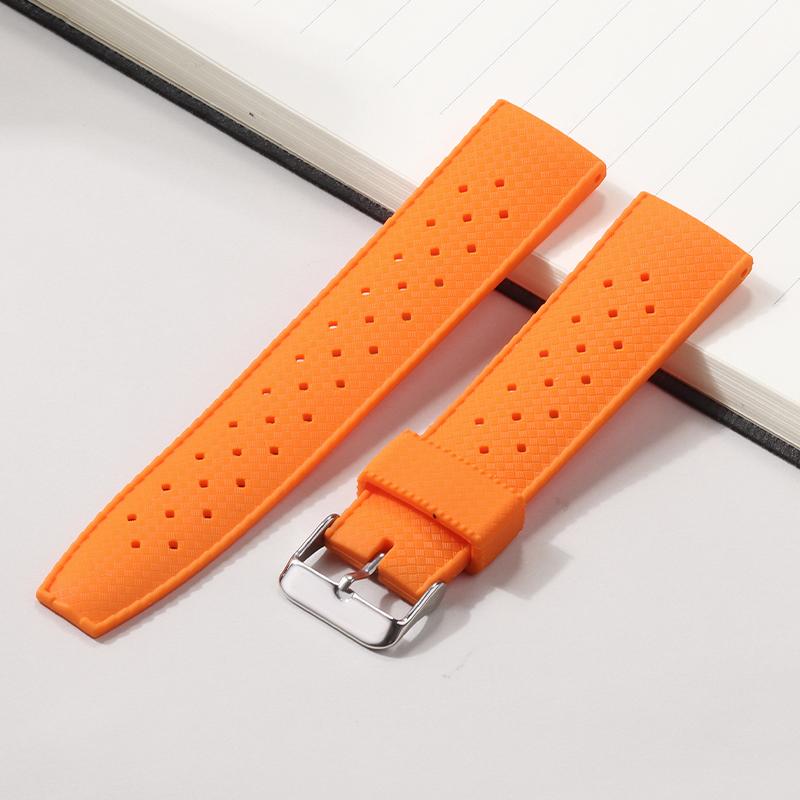 Classic Tropical Style FKM Silicone Watch Strap 20mm 22mm Watch Band Smart Watch Strap for Seiko Watch Replacement Bracelet Belt