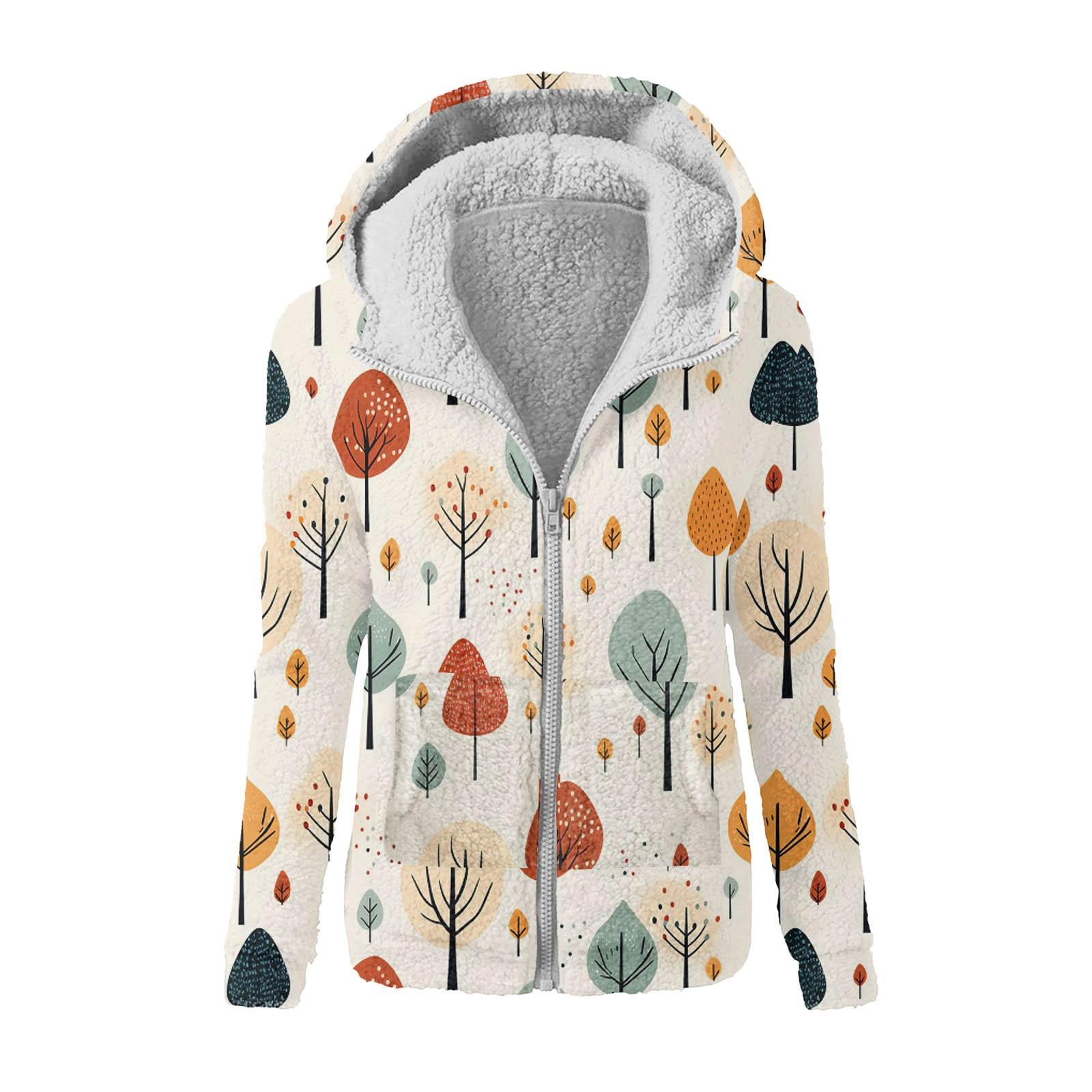 

Женская модная толстовка с принтом, свободная плюшевая куртка с капюшоном на молнии L бежевый