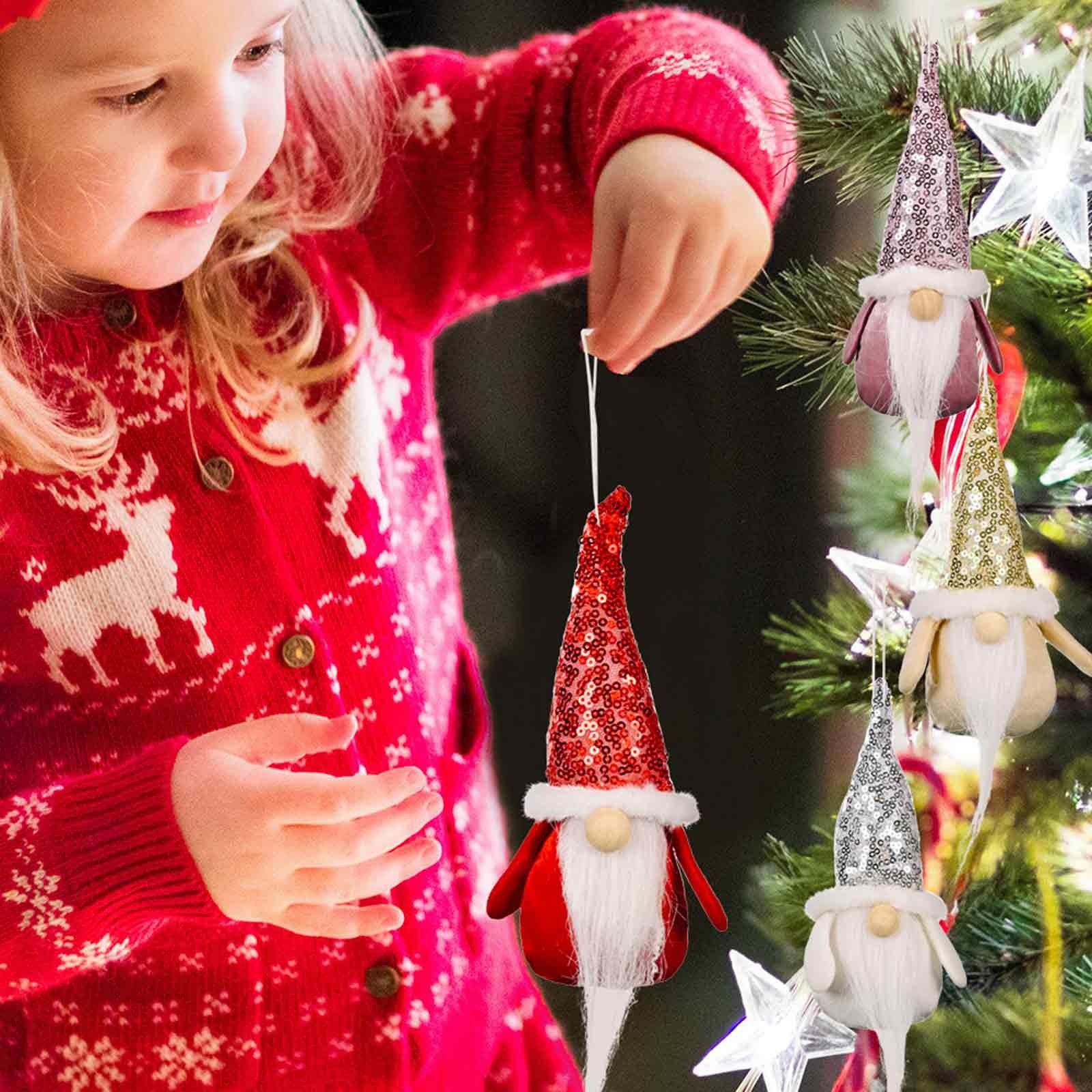 

2PCS Christmas Decoration Sequin Hat Forest Old Man Pendant Christmas Faceless Doll