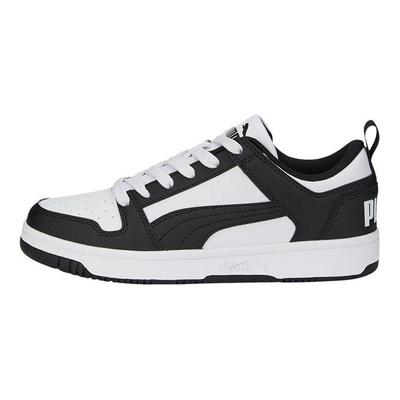 Rebound Layup Low Top Sneakers Black And White Youth Kids Sneakers 370490-16