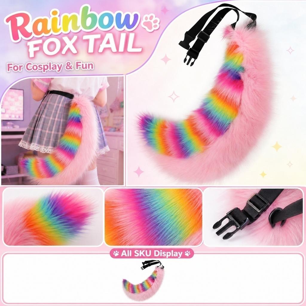 Plush Tail Cosplay Costume Accessory Prop for Halloween and Dress-Up Party