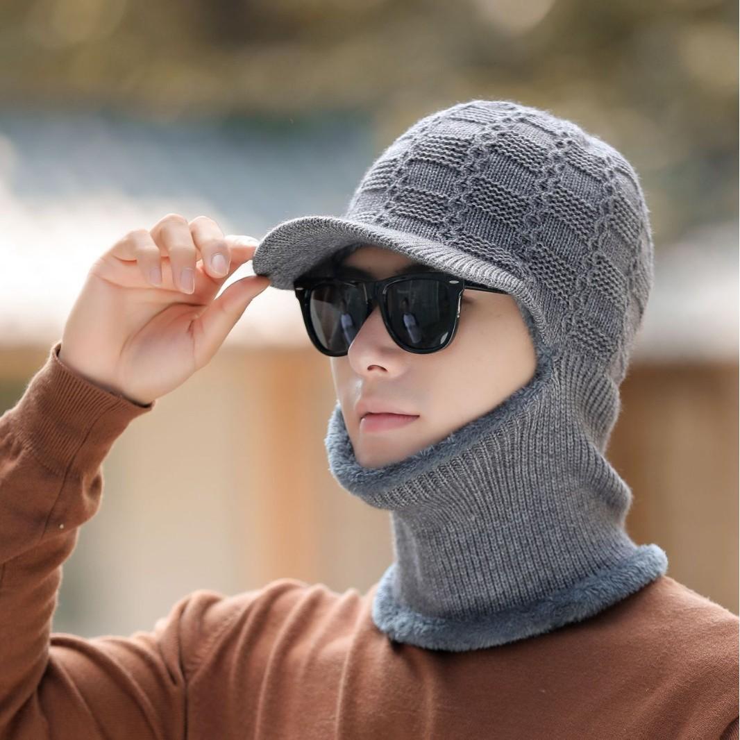 

Men s Knitted Hat Winter Outdoor Veneer Cold Proof Wool Hat Plus Velvet Warm Cold Hat Thick Hat average size