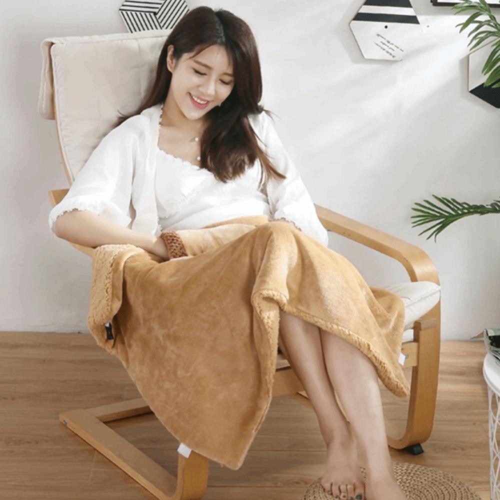 with Hand Warmer Pocket Electric Blanket Flannel Winter Warming Blanket Office