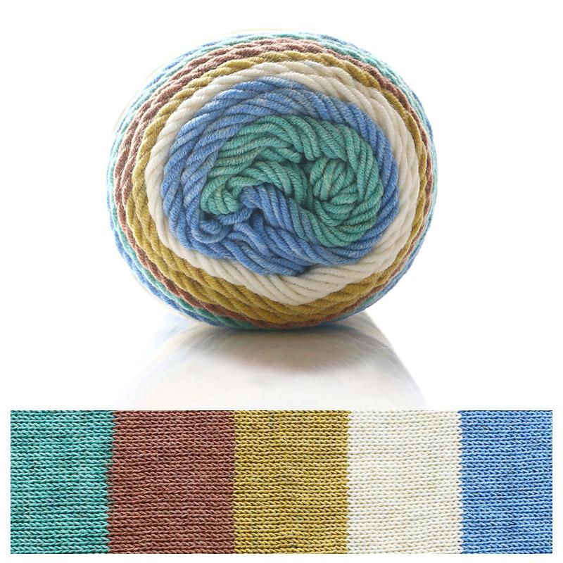 2 Pcs Rainbow Cotton Yarn Segment Dyeing 100g/Ball 5 Strands Of Thick Wool Line DIY Knitting Crochet Sweater Scarf Blanket