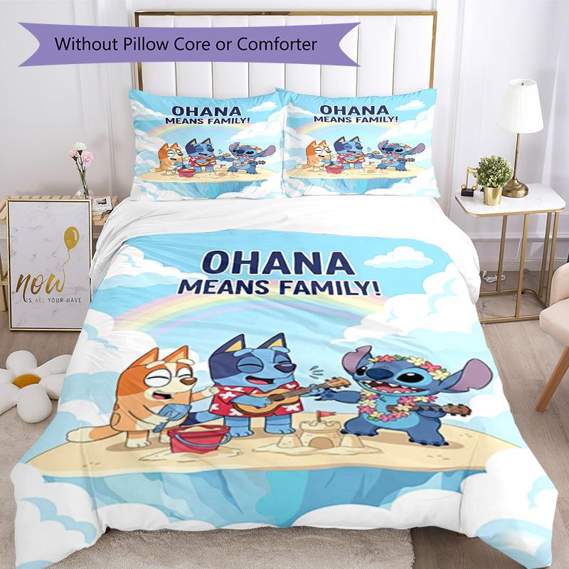Bluey Bedding Set Breathable Duvet Cover with Pillowcases Decorative Bed Linen for Bedroom Home Decoration Birthday Gift