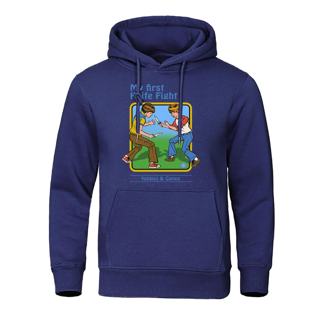 My First Knife Fight Printing Hoodies Casual Fashion Soft Streetwear Crewneck Fleece Sweatshirt Pullover Hip Hop Hoody