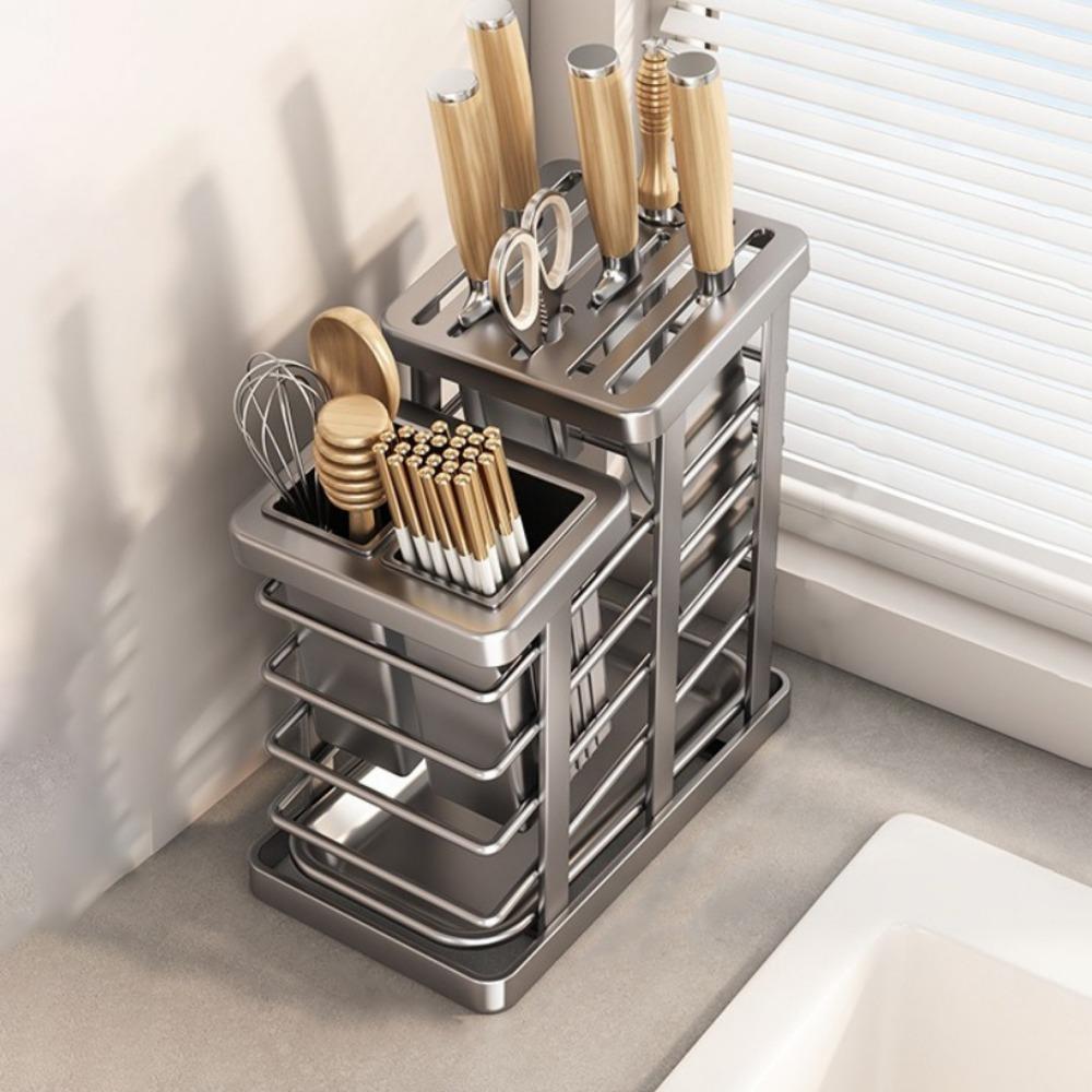 Space Saving Countertop Cutter Holder Carbon Steel Chopstick Tube Modern Cutlery Holder Restaurant