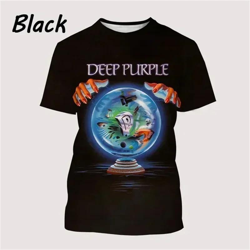 Summer Men Clothing Deep Purple Band Hard Rock Music 3D Print T-shirt Fashion Casual Oversized T Shirt Harajuku Unisex Tops Tees