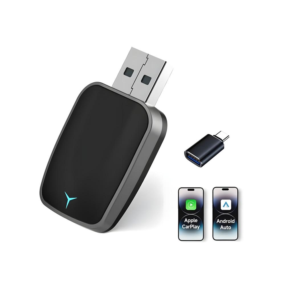 

Mini Wireless Carplay Adapter Convert Wired to Wireless Car Play & Android Auto 2-in-1 Adapter for Apple iPhone & Android Phone Plug & Play Auto Conn