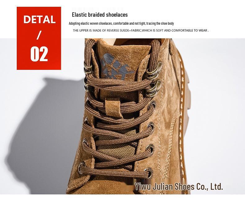 Men's British Style Mid-Top Martin Boots, 2024 Winter Edition: Versatile, Thick-Soled, Plus-Velvet Desert Work Shoes.