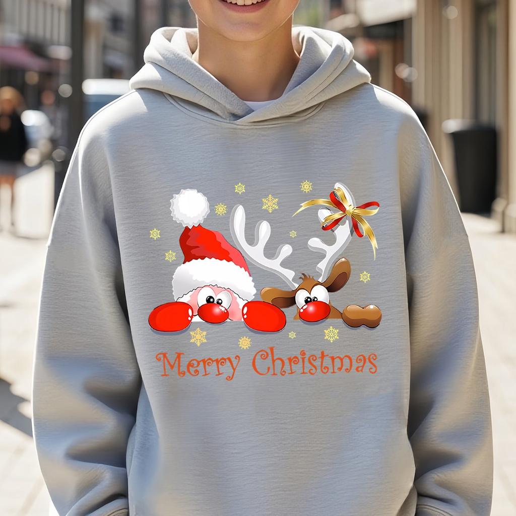 Stylish Fall/Winter Christmas Hooded Sweatshirts for Boys and Girls – Casual Printed Hoodies – Trendy Streetwear