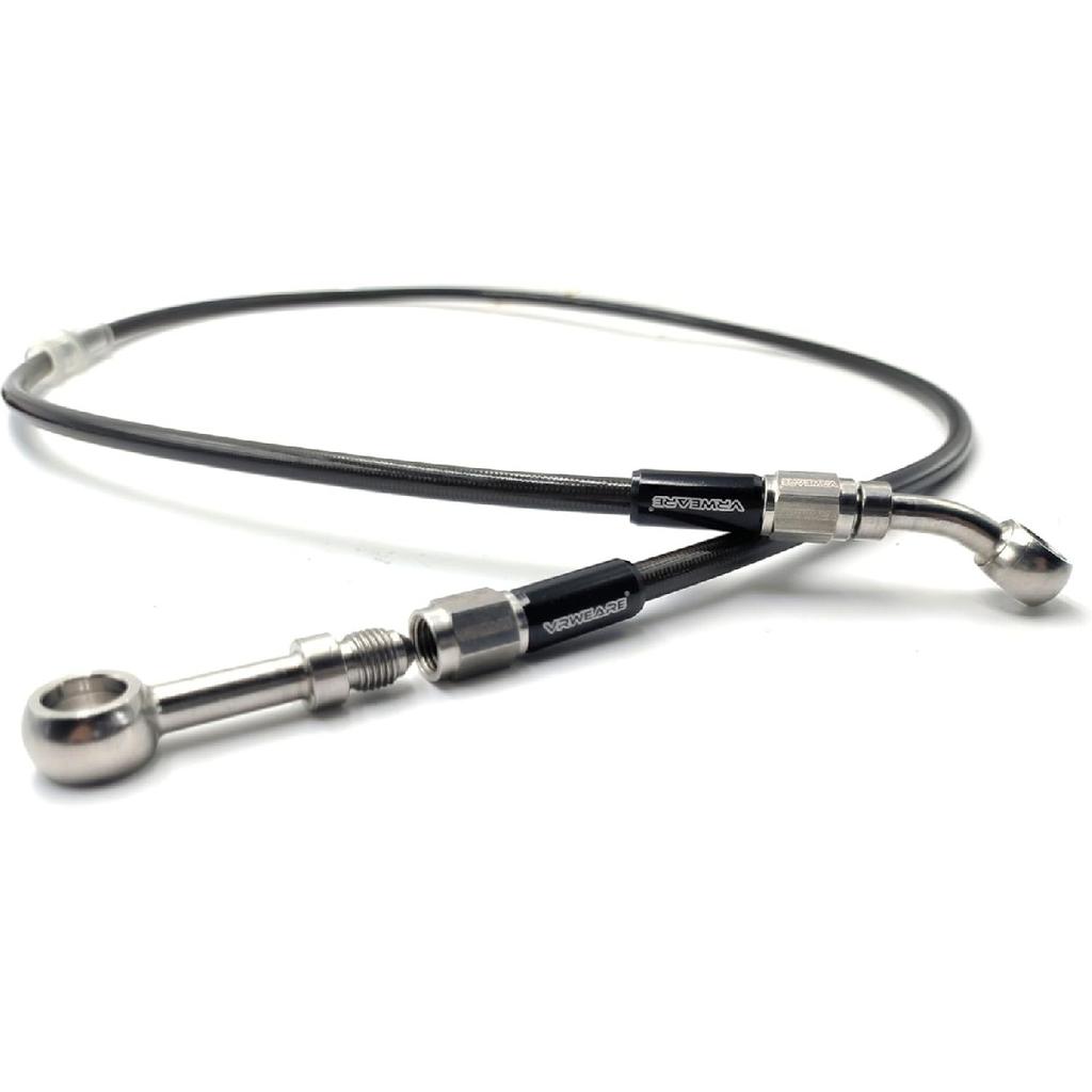 AN3 M10 Black Stainless Steel Braided Motorcycle Brake Line Oil Hose Pipe 360-degree rotatable Stainless Steel Fitting for Motocross Pit Dirt Street