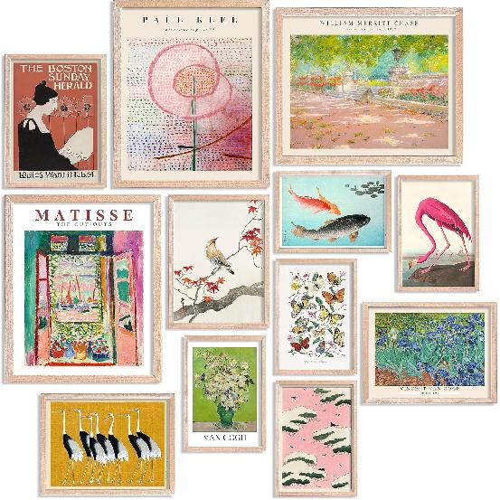 Waschbär Eclectic Decor - Maximalist Decor, Colorful Wall Art Poster, Matisse Prints, Japanese Contemporary Art Museum Gallery Posters Set for Maximalist