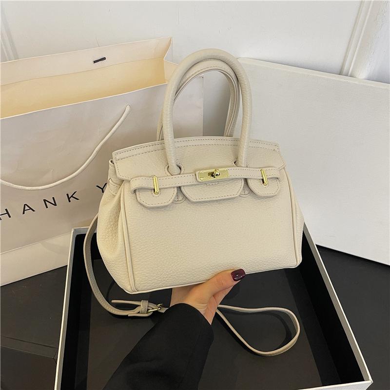 Ny high-end litchimønster klassisk platinaveske bærbar skulder skrå crossbody dameveske
