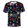 Summer Round Neck 3D Day of the Dead Colorful Skull Print Top Fashionable Casual Short Sleeved Men's and  Women's Unisex T-shirts