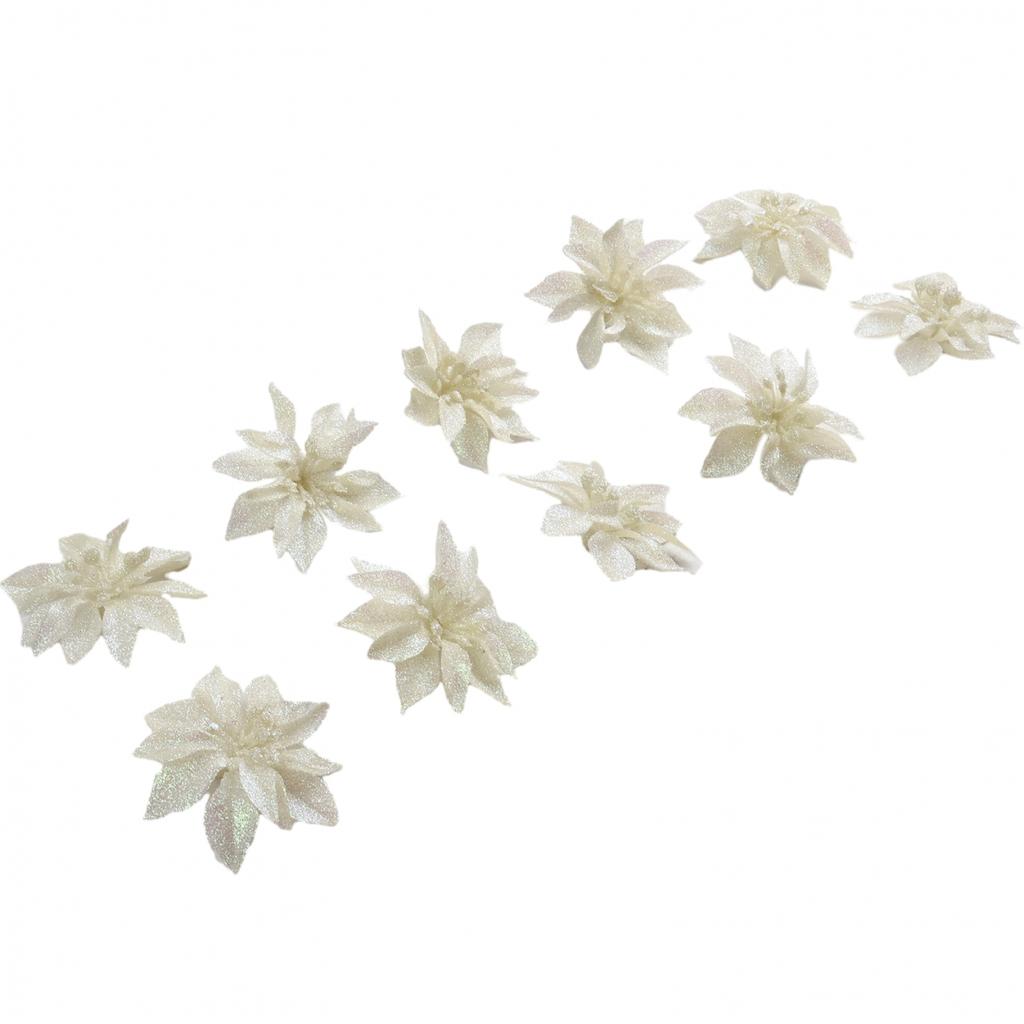 9cm Glittery Poinsettia Flowers Hanging Decoration for Christmas Tree