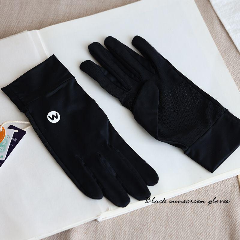 

Japanese UV Cut Strength Sun Protection Gloves Breathable Plaid Female Electric Car UV Protection Summer Cycling Touch Screen Black All yards